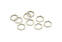 Gümüş Altıgen Charm, 24 Antik Gümüş Kaplama Pirinç Altıgen Yüzük Charm (10x1mm) BS 1220