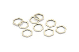 Gümüş Altıgen Charm, 24 Antik Gümüş Kaplama Pirinç Altıgen Yüzük Charm (10x1mm) BS 1220