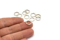 Gümüş Altıgen Charm, 24 Antik Gümüş Kaplama Pirinç Altıgen Yüzük Charm (10x1mm) BS 1220