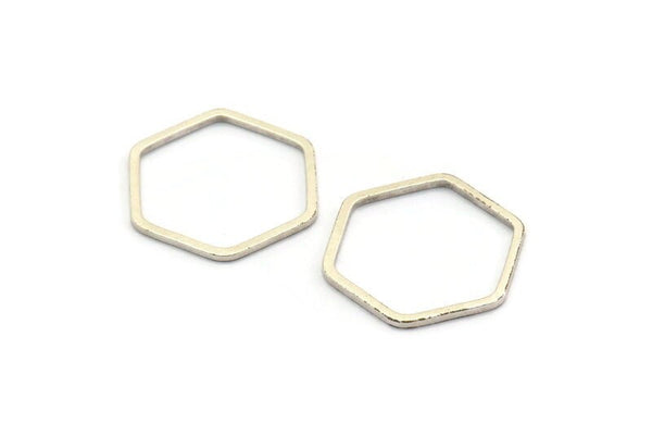 Gümüş Altıgen Yüzük, 25 Antik Gümüş Kaplama Pirinç Altıgen Yüzük (18x1mm) BS 1224