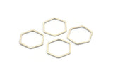 Gümüş Altıgen Yüzük, 25 Antik Gümüş Kaplama Pirinç Altıgen Yüzük (18x1mm) BS 1224