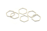 Gümüş Altıgen Yüzük, 25 Antik Gümüş Kaplama Pirinç Altıgen Yüzük (18x1mm) BS 1224