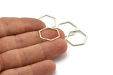 Gümüş Altıgen Yüzük, 25 Antik Gümüş Kaplama Pirinç Altıgen Yüzük (18x1mm) BS 1224