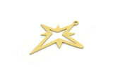 Brass Pole Star Charm, 12 Raw Brass, Brass Charms, Brass Pole Star Charms With 1 Loop (28x23x0.60mm) SMP0152