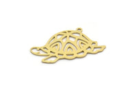 Brass Turtle Charm, 6 Raw Brass Turtle Shaped Charms With 1 Loop, Earring Charm Findings (17x32x0.60mm) SMP0154