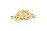 Brass Turtle Charm, 6 Raw Brass Turtle Shaped Charms With 1 Loop, Earring Charm Findings (17x32x0.60mm) SMP0154