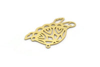 Brass Turtle Charm, 6 Raw Brass Turtle Shaped Charms With 1 Loop, Earring Charm Findings (17x32x0.60mm) SMP0154