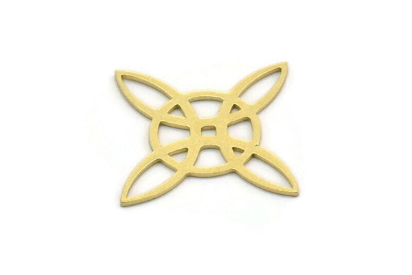 Brass Ethnic Charm, 10 Raw Brass Ethnic Motif Shaped Charms, Earring Charms (27x19x0.60mm) SMP0157