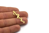 Brass Snake Charm, 8 Raw Brass Medical Snake Symbol Shaped Charms With 1 Loop, Pendants, Findings (43x11x0.60mm) SMP0159
