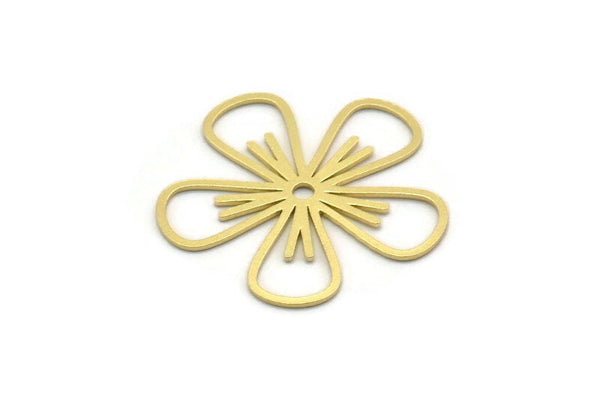 Brass Flower Charm, 4 Raw Brass Flower Shaped Charms, Charm Pendants, Earring Findings (27x27x0.60mm) SMP0161