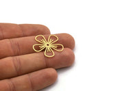 Brass Flower Charm, 4 Raw Brass Flower Shaped Charms, Charm Pendants, Earring Findings (27x27x0.60mm) SMP0161