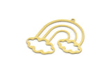 Brass Rainbow Charm, 4 Raw Brass Cloudy Rainbow Shaped Charms With 1 Loop, Pendant Charms, Earring Findings (34x32x0.60mm) SMP0165