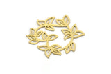 Brass Heart Charm, 4 Raw Brass Flower Charms, Findings, Pendants (27x30x0.60mm) SMP0166