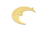 Brass Moon Charm, 4 Raw Brass Crescent Moon Charms With 1 Loop (35x27x0.60mm) SMP0168