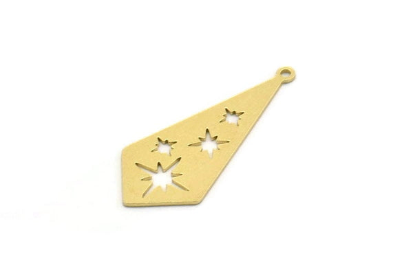 Brass Diamond Charm, 10 Raw Brass Diamond Shaped Charms With 1 Loop, Pendant Findings (31x13x0.60mm) SMP0170