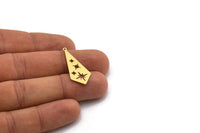 Brass Diamond Charm, 10 Raw Brass Diamond Shaped Charms With 1 Loop, Pendant Findings (31x13x0.60mm) SMP0170