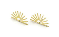 Brass Sun Earring, 8 Raw Brass Sun Stud Earrings (30x16x0.80mm) A3868
