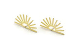 Brass Sun Earring, 8 Raw Brass Sun Stud Earrings (30x16x0.80mm) A3868