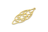 Brass Leaf Charm, 8 Raw Brass Leaf Charms With 1 Loop, Findings (33x12x0.60mm) SMP0172