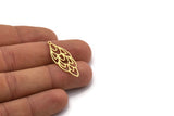 Brass Leaf Charm, 8 Raw Brass Leaf Charms With 1 Loop, Findings (33x12x0.60mm) SMP0172