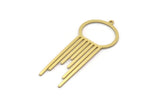Brass Fringed Charm, 4 Raw Brass Fringe Shaped Charms With 1 Loop, Findings (49x20.5x0.80mm) SMP0173
