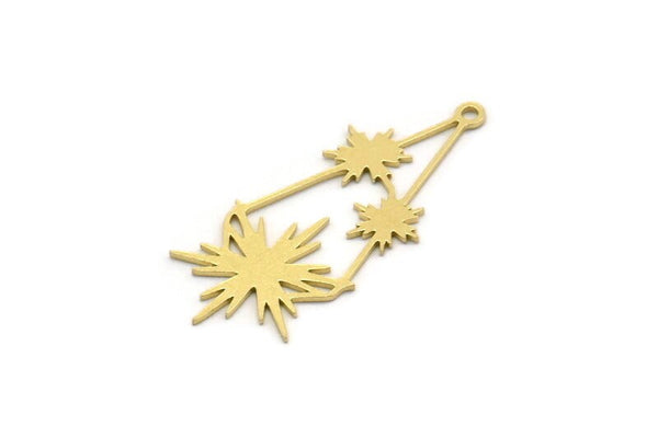 Brass Diamond Charm, 8 Raw Brass Diamond Shaped Charms With 1 Loop, Pendant Findings (33x14x0.60mm) SMP0177