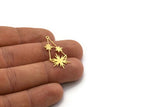 Brass Diamond Charm, 8 Raw Brass Diamond Shaped Charms With 1 Loop, Pendant Findings (33x14x0.60mm) SMP0177