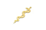 Brass Snake Charm, 12 Raw Brass Medical Snake Symbol Shaped Charms With 1 Loop, Pendants, Findings (40x10x0.60mm) SMP0183