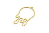 Brass Splash Charm, 4 Raw Brass Splash Shaped Charms With 1 Loop, Pendants, Findings (34x20x0.80mm) SMP0184