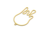 Brass Splash Charm, 4 Raw Brass Splash Shaped Charms With 1 Loop, Pendants, Findings (34x20x0.80mm) SMP0184