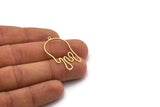 Brass Splash Charm, 4 Raw Brass Splash Shaped Charms With 1 Loop, Pendants, Findings (34x20x0.80mm) SMP0184