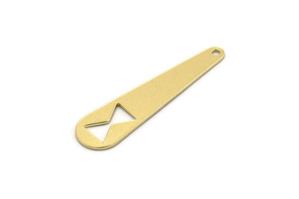 Brass Drop Charm, 12 Raw Brass Drop Charms With 1 Hole, Earrings, Findings (32x8x0.60mm) SMP0187