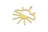 Brass Cloud Charm, 6 Raw Brass Sun And Cloud Charms With 1 Loop, Findings (32x29x0.80mm) SMP0189