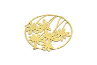 Brass Round Charm, Raw Brass Flower Charm With 1 Loop, Findings (38x37x0.60mm) SMP0193