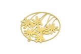 Brass Round Charm, Raw Brass Flower Charm With 1 Loop, Findings (38x37x0.60mm) SMP0193