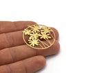 Brass Round Charm, Raw Brass Flower Charm With 1 Loop, Findings (38x37x0.60mm) SMP0193