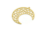 Brass Moon Charm, 4 Raw Brass Crescent Moon Charms With 1 Loop (34x13x0.60mm) SMP0196