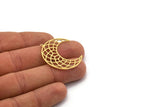 Brass Moon Charm, 4 Raw Brass Crescent Moon Charms With 1 Loop (34x13x0.60mm) SMP0196