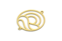Brass Round Connector, 6 Raw Brass Round Shaped Connectors With 2 Loops, Earring Findings, Geometric Connectors (26x22x0.60mm) SMP0197