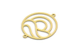 Brass Round Connector, 6 Raw Brass Round Shaped Connectors With 2 Loops, Earring Findings, Geometric Connectors (26x22x0.60mm) SMP0197
