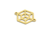 Brass Hexagon Connector, 12 Raw Brass Hexagon Shaped Connectors With 2 Loops, Earring Findings, Geometric Connectors (17x12x0.60mm) SMP0198