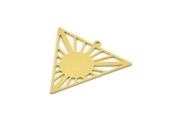 Brass Triangle Charm, 4 Raw Brass Sun Charms With 1 Loop, Findings (27x29x0.60mm) SMP0203