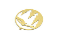 Brass Round Charm, 2 Raw Brass Mountain Charms With 1 Loop, Charm Pendants (32x30x0.60mm) SMP0206