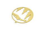 Brass Round Charm, 2 Raw Brass Mountain Charms With 1 Loop, Charm Pendants (32x30x0.60mm) SMP0206