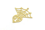 Brass Lock Charm, 4 Raw Brass Spider Web Charms With 1 Loop, Charm Pendants, Findings (35x32x0.60mm) SMP0208