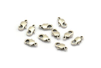 Silver Parrot Claps, 12 Antique Silver Plated Brass Lobster Claw Clasps (10x5mm) E093