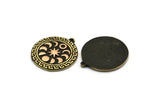 Brass Round Charm, Raw Brass Round Charm With 1 Loop, Copper Moon Findings, Copper Moon Phases Charms (28x25x1.7mm) N2378