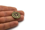 Brass Round Charm, Raw Brass Round Charm With 1 Loop, Copper Moon Findings, Copper Moon Phases Charms (28x25x1.7mm) N2378