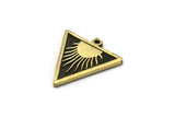 Brass Triangle Charm, 2 Raw Brass Triangle Charms With 1 Loop, Sun Findings, Sun Rising Findings (20x18x1.7mm) N2371
