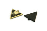 Brass Triangle Charm, 2 Raw Brass Triangle Charms With 1 Loop, Sun Findings, Sun Rising Findings (20x18x1.7mm) N2371